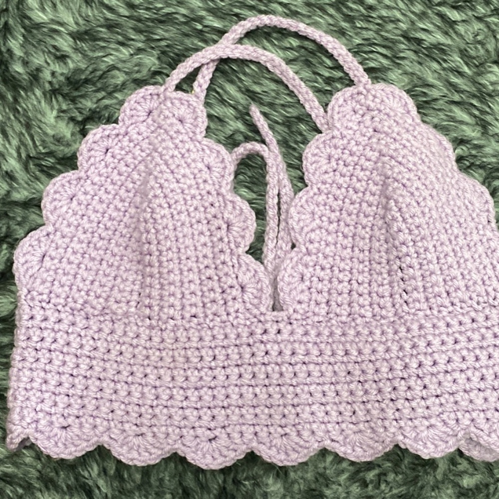 Crocheted Scalloped Bralette one size, hand made